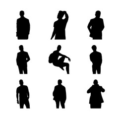 black silhouette flat human with pose