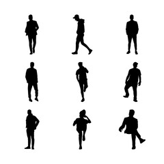 black silhouette flat human with pose