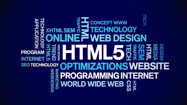 HTML5 animated tag word cloud;text design animation kinetic typography seamless loop.