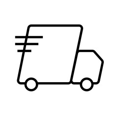 Delivery E Commerce icon with black outline style. transportation, service, shipping, express, courier, package, transport. Vector illustration