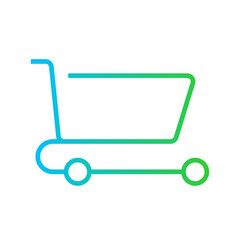 Shopping Cart E Commerce icon with green and blue gradient outline style. cart, buy, retail, shop, store, trolley, supermarket. Vector illustration