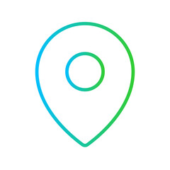 Location E Commerce icon with green and blue gradient outline style. pin, pointer, button, gps, navigation, place, direction. Vector illustration