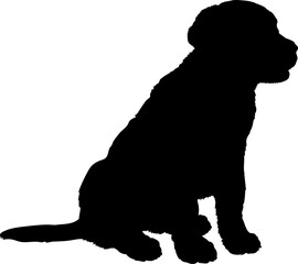 Labrodore is sitting. Dog puppies silhouette. Baby dog silhouette Puppy breeds 