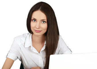 Woman with Laptop - Isolted