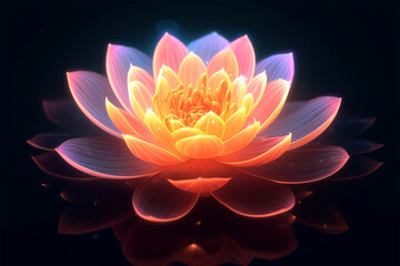 Fototapeta na wymiar background a glowing lotus flower