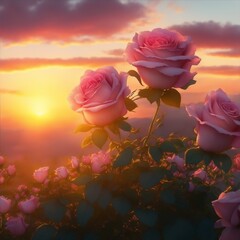 Obraz premium Rose Flowers pink Color wall design;Generated to AI