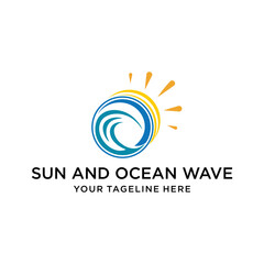 Sun sea waves. Sun and sea. Sun logo icon isolated on white background. Editable vector illustration