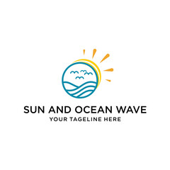 Sun sea waves. Sun and sea. Sun logo icon isolated on white background. Editable vector illustration