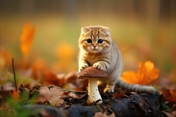animal cat at autumn park