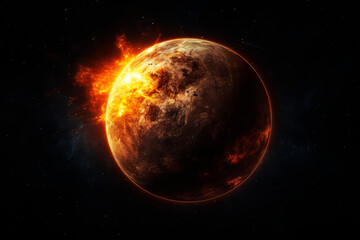 Obraz na płótnie Canvas Planet Venus on a dark background. Generative AI