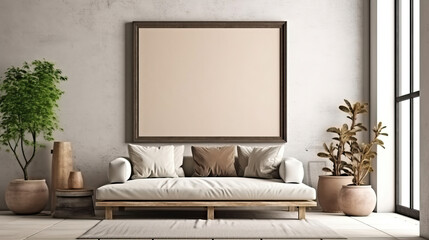 Mockup frame in home Interior Background , Mockups Design 3D, HD