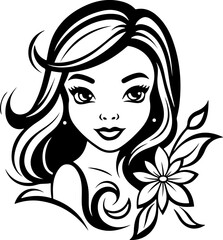 Vector illustration, a joyful young woman radiating happiness and vibrant energy.