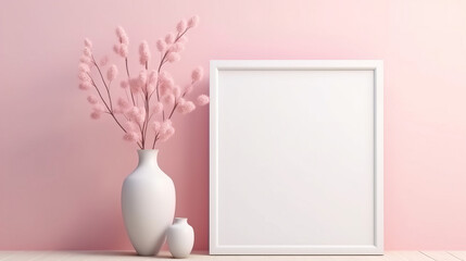 Mockup Poster Frame Close up on wall painted , Mockups Design 3D, HD , Mockups Design 3D, HD