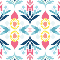 Floral Turkey Ikat Pattern. Motif ethnic beautiful background art.