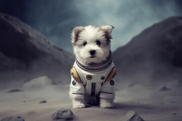 Generative AI.
a cute astronaut dog on the moon