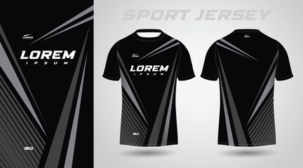 black soccer jersey or football jersey template design for sportswear. Football t-shirt mockup  © TaufikStuff