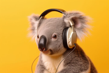 Generative AI.
a cute koala wearing earphones