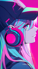 DJ girl illustration with headphones