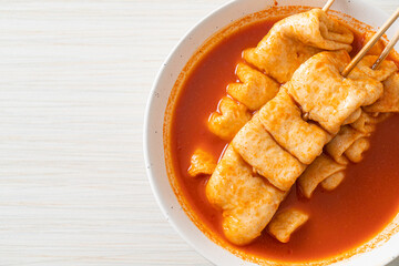 Odeng - Korean fish cake skewer in Korean spicy soup