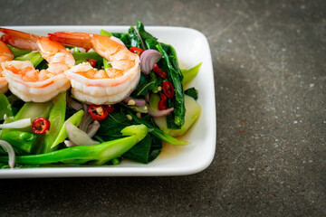 Spicy Chinese Kale Salad with Shrimp