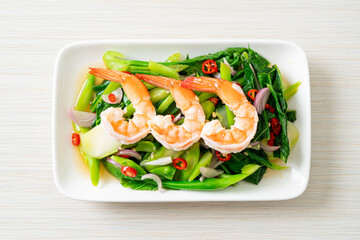 Spicy Chinese Kale Salad with Shrimp
