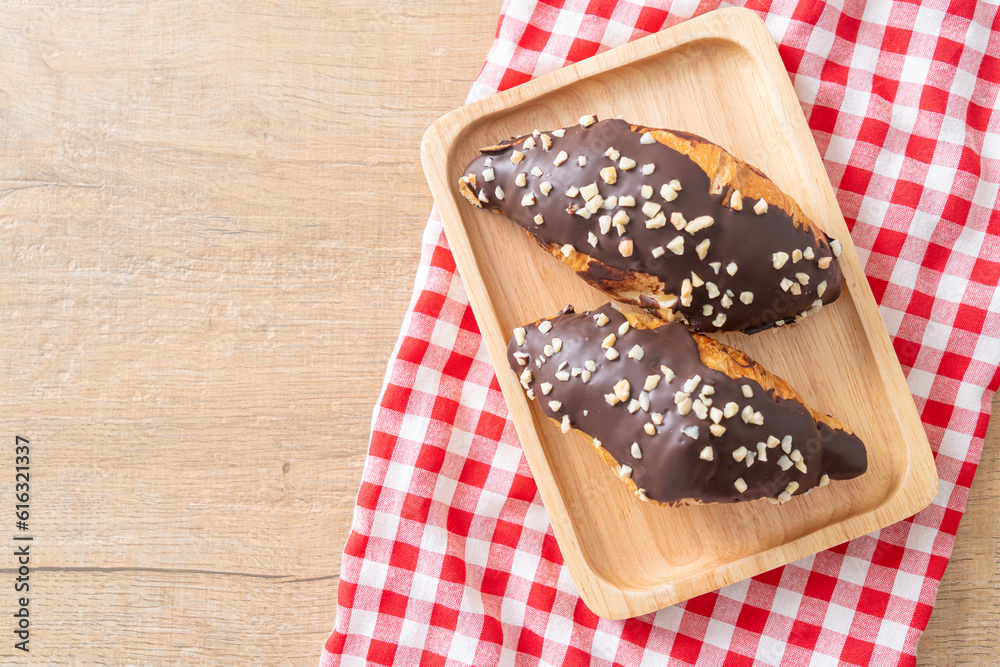 Sticker croissant with chocolate and nutty