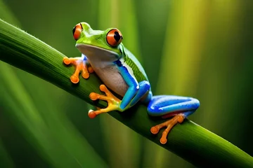 Afwasbaar fotobehang green tree frog © qaiser