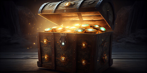 Antique treasure chest. Generative AI