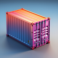 artistic 2D isometric illustration of a container. AI Generated, Generative AI
