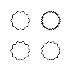 Set of vector black wavy grunge stickers with uneven rough edges icon, Blank circle templates with place for text for the design of banners on white..eps