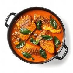 Fish Curry on white background