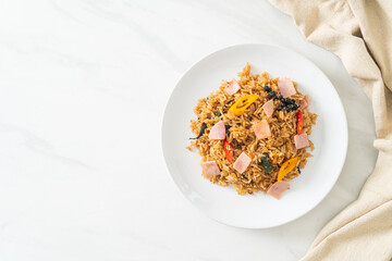 ham fried rice with herbs and spices