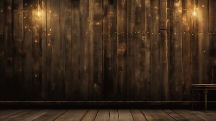 Dark Wood and Moody Wall Background for Presentation, rustic black and golden wood background