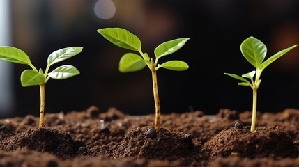 Growth Trees concept Coffee bean seedlings nature