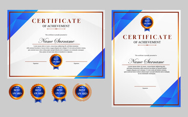 Fototapeta premium certificate design simple modern a4 luxury certificate blue gold color