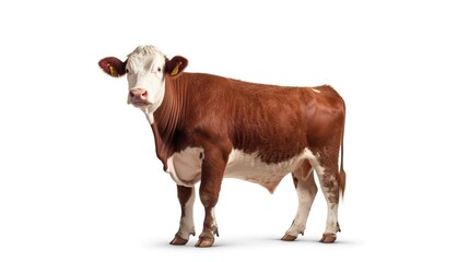 Hereford cow photo on a white background