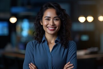 Portrait of a beautiful Asian businesswoman smiling at the camera.Generative Ai