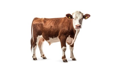 Hereford cow photo on a white background