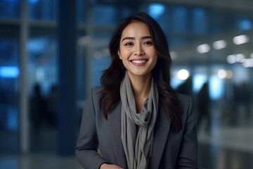 Portrait of a beautiful Asian businesswoman smiling at the camera.Generative Ai