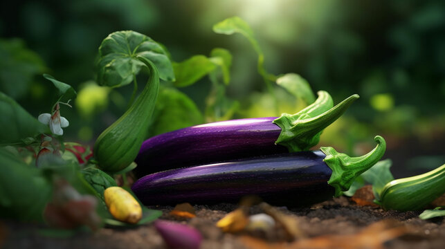 zucchini and flowers HD 8K wallpaper Stock Photographic Image