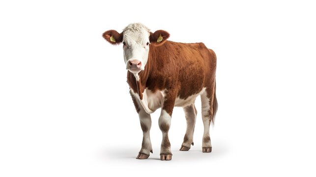 Hereford cow photo on a white background