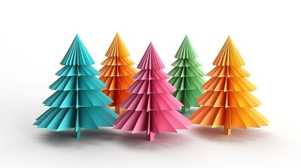 Christmas tree and presents isolated on white. Generative Ai