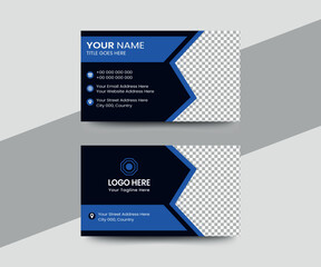 Modern Business card design template with blue and black color