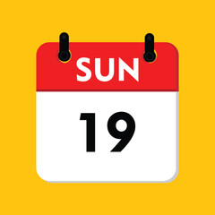 calender icon, 19 sunday icon with yellow background