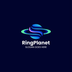 Vector Logo Illustration Ring Planet Gradient Colorful Style