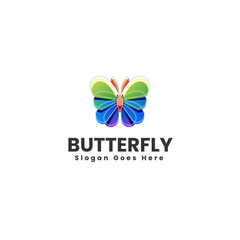 Vector Logo Illustration Butterfly Gradient Colorful Style