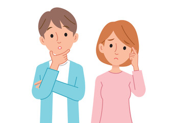 考え事をする男女