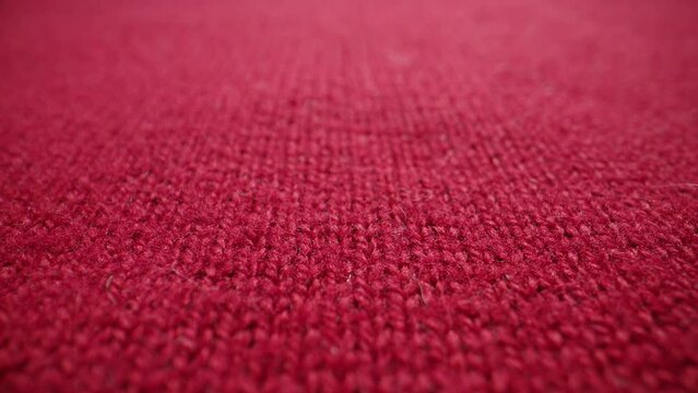 The structure of the fabric. Close-up of cotton linen. Dolly shot