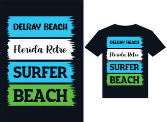 Delray Beach Florida Retro Surfer Beach illustrations for print-ready T-Shirts design