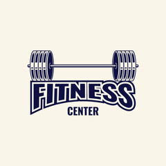 Set of Fitness Logo Retro Style. Good For Fitness Logo, Gym Logo. Dumbbell with chain. Template for sport icon, symbol, logo or other branding. Modern retro illustration.